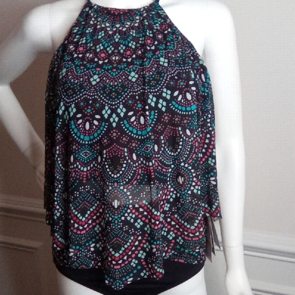 Women's 2pc.COCO REEF Halter Neck Swimsuit, 36D Top, Medium High Waist Bottom